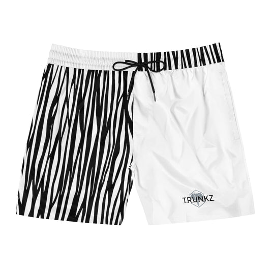 Men's 5" Lined Zebra Trunkz, White