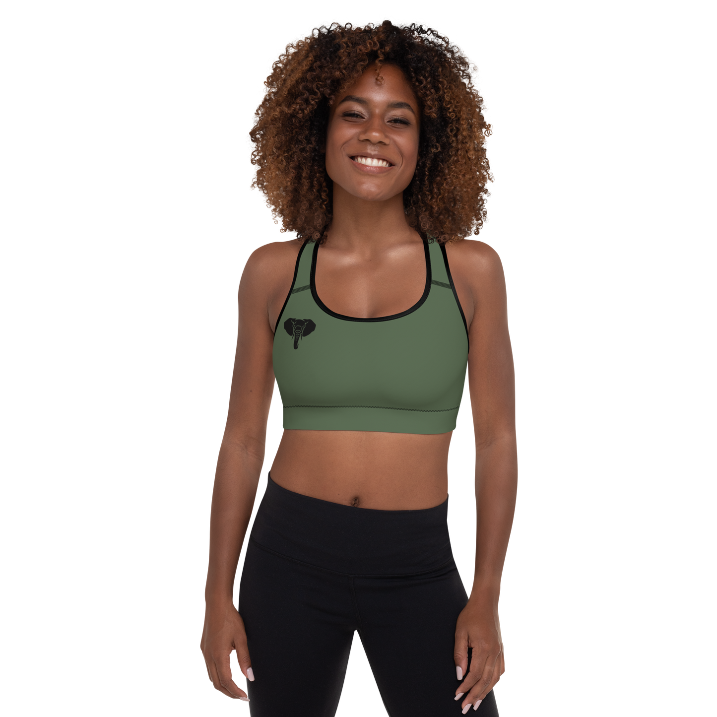 Trunkz Padded Sports Bra, Army Green