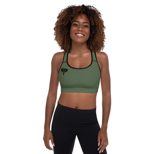 Trunkz Padded Sports Bra, Army Green