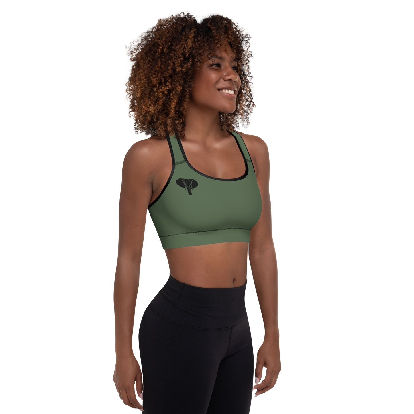 Trunkz Padded Sports Bra, Army Green