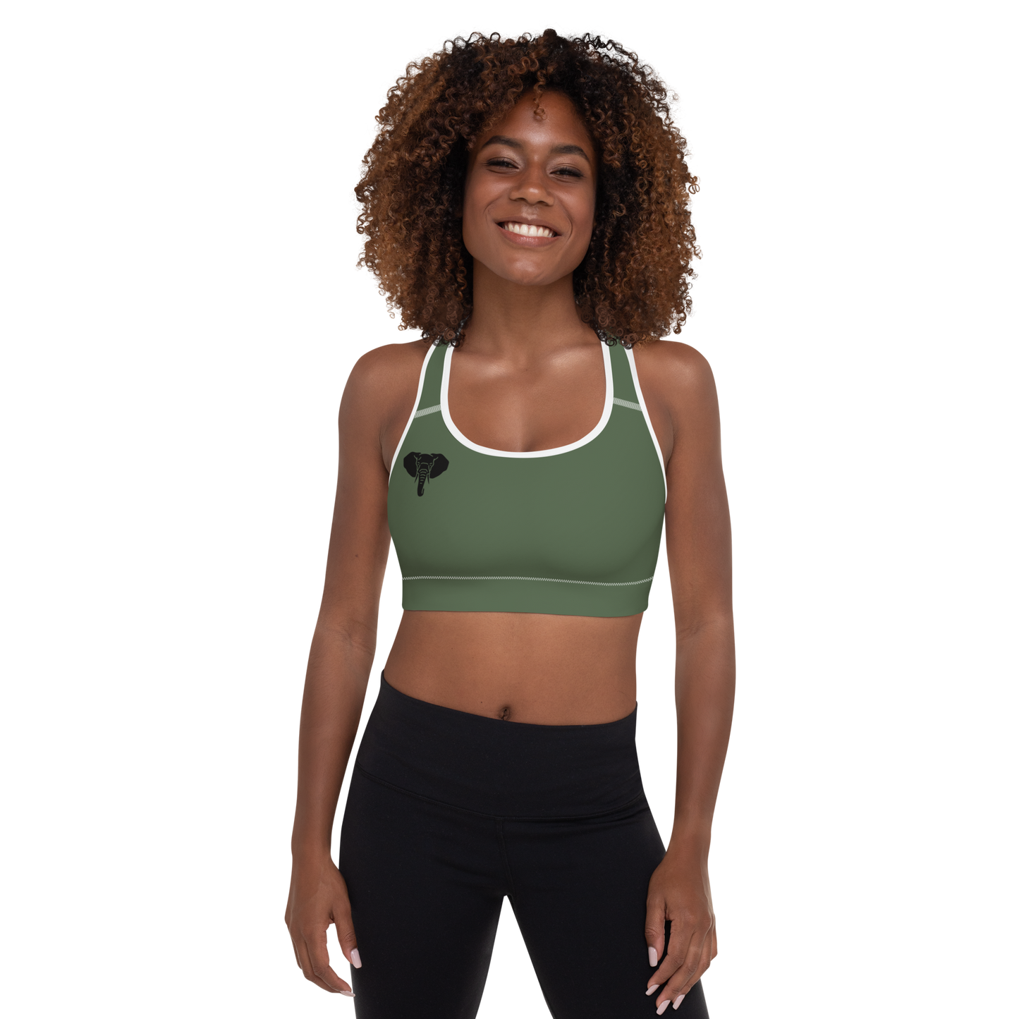 Trunkz Padded Sports Bra, Army Green