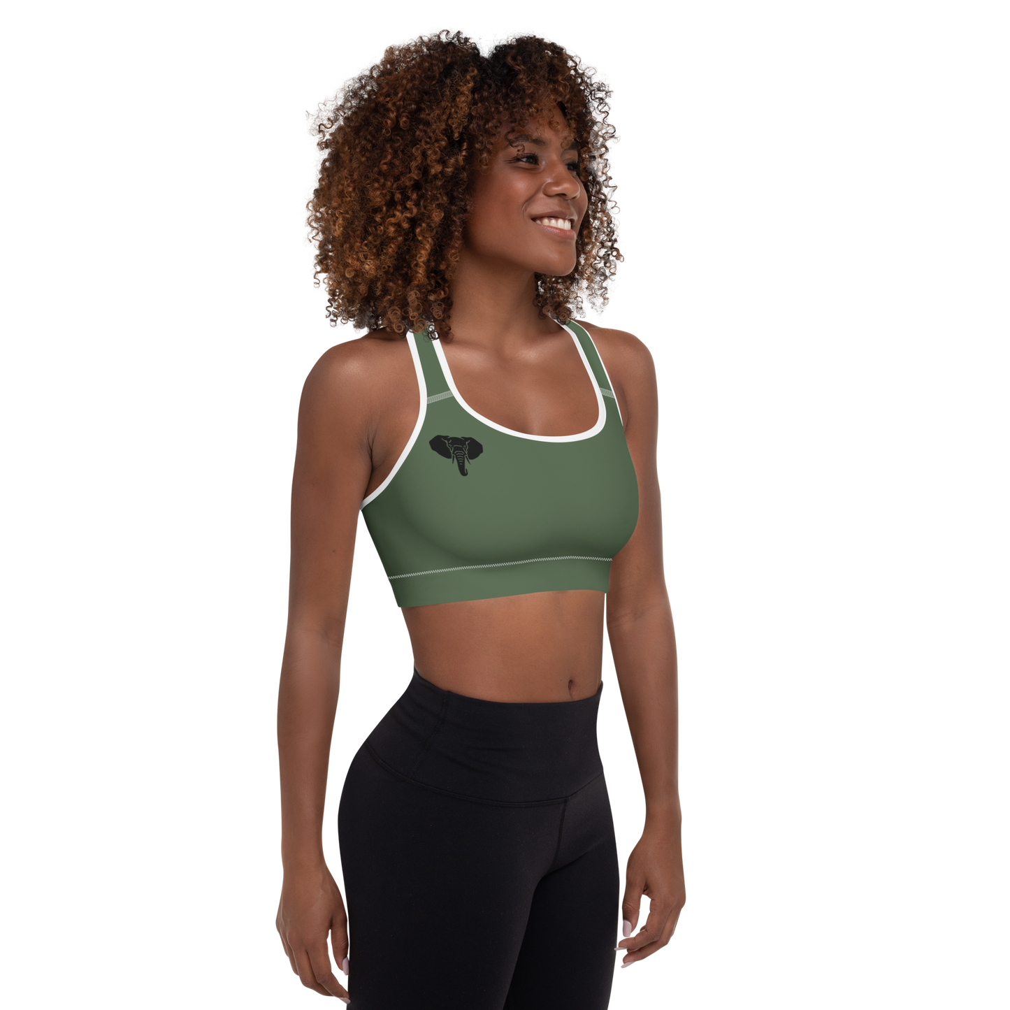 Trunkz Padded Sports Bra, Army Green